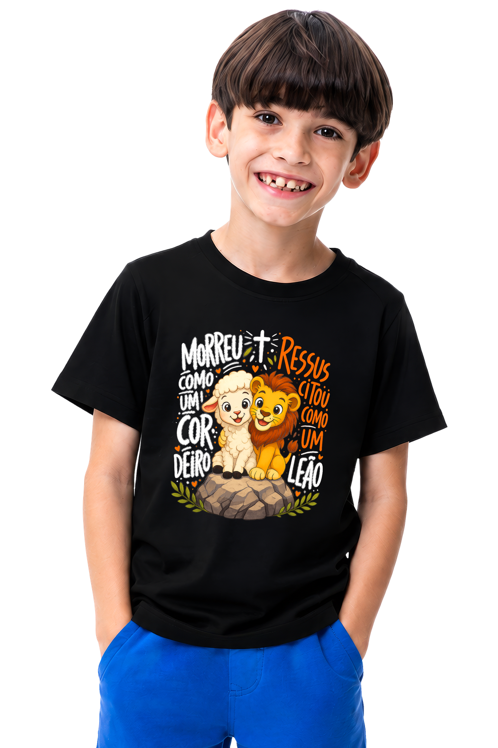 Camiseta Infantil Cordeirinho do Leão — Preta — foto 1 de 1