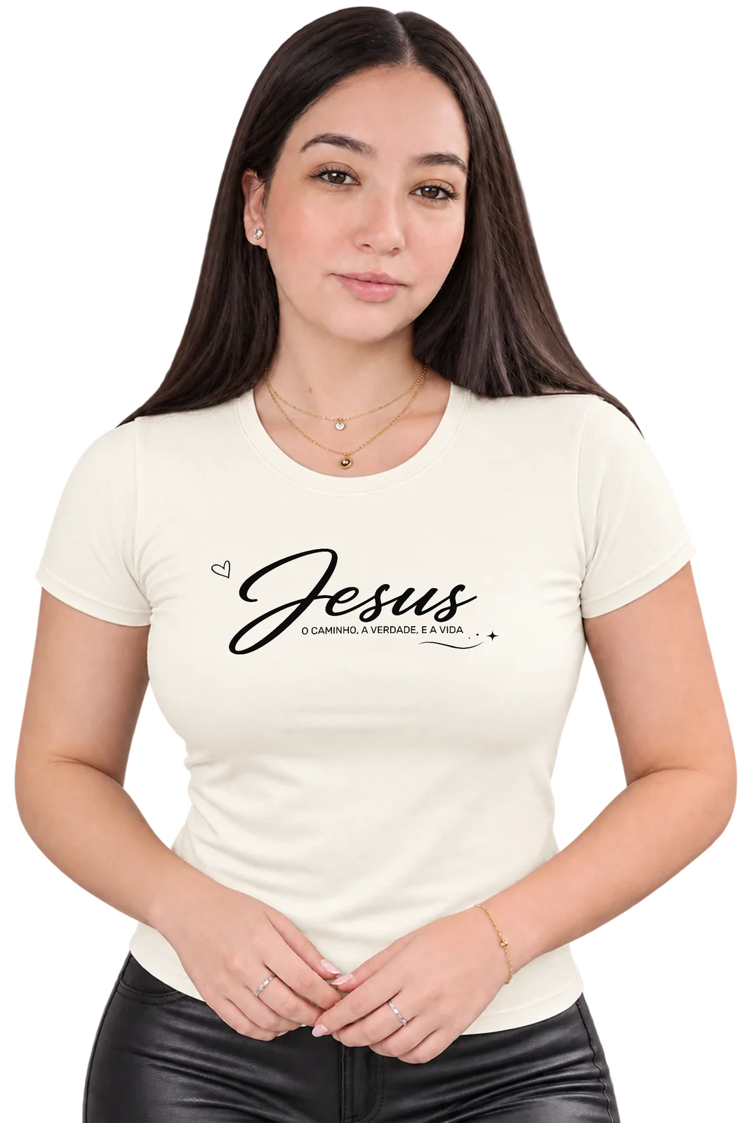 Baby Look Jesus o caminho — Off White — foto 1 de 2