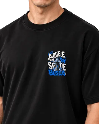 Camiseta Oversized Aquele que tem sede — Preta — miniatura 2