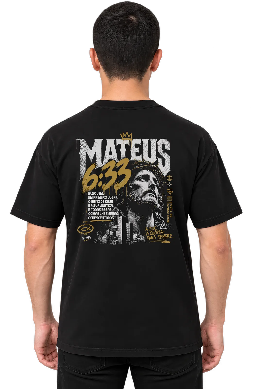 Camiseta Oversized Mateus 6:33 — Preta — foto 1 de 3