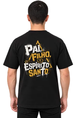 Camiseta Oversized Pai, Filho e Espírito — Preta — miniatura 1