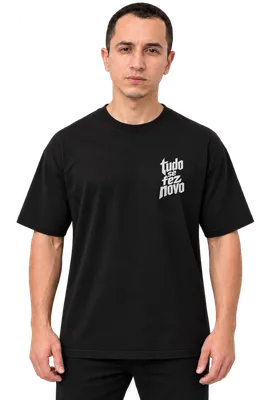 Camiseta Oversized Tudo se faz novo — Preta — miniatura 3